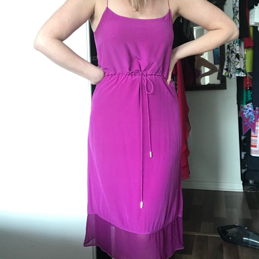 Gorgeous and soft! Purple-pink sheath dress, belt